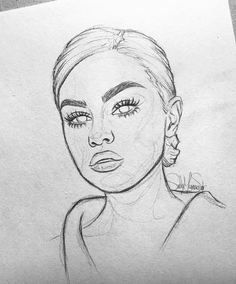 Portrait pencil drawing, sketch, Selena Gomez